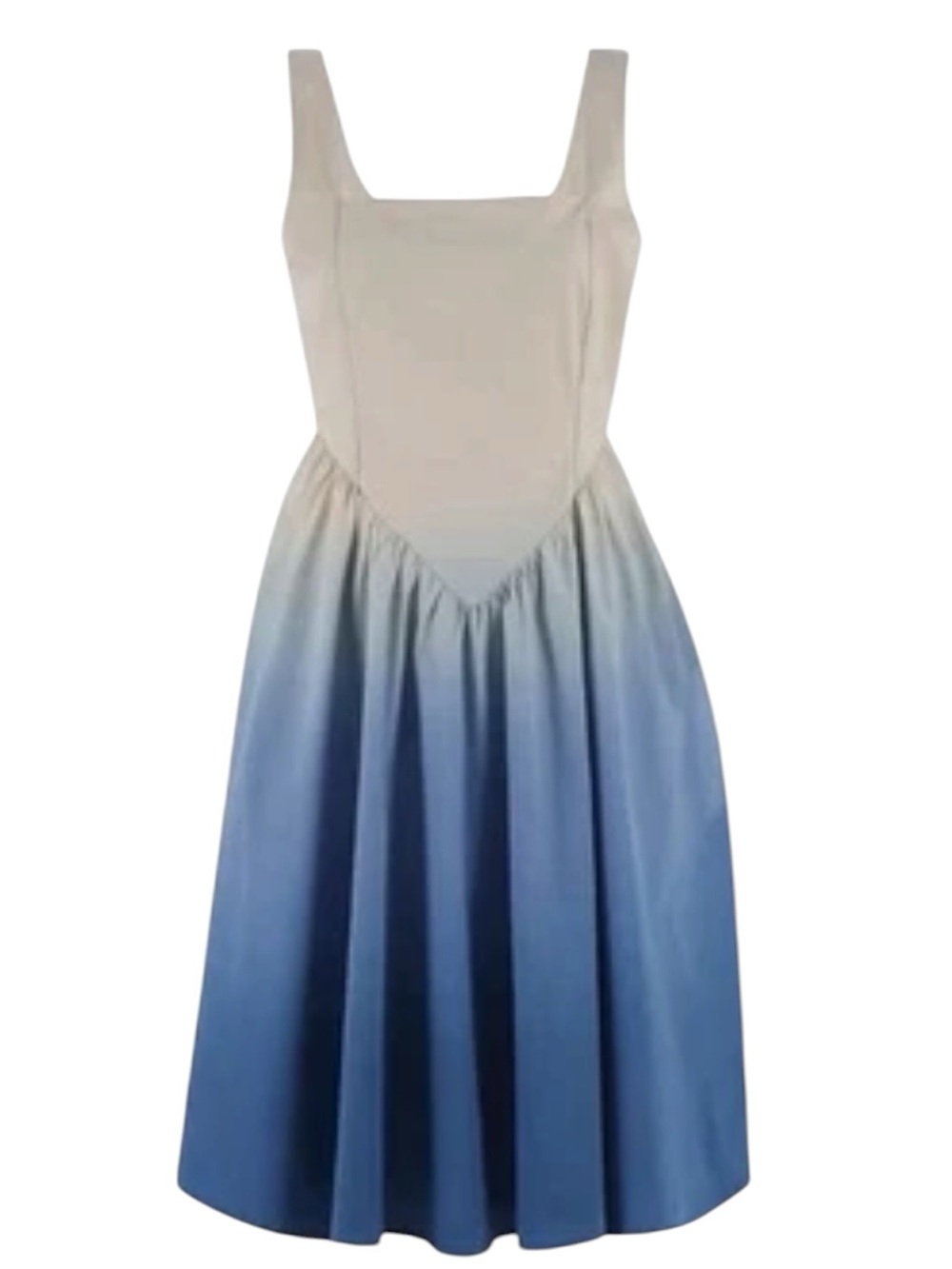 New Zandra Stone Blue Ombre Fit And Flare Sleeveless Sun Dress Size Large